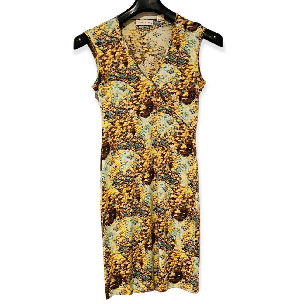 EQUIPMENT Watercolor Silk Tank V Neck Dress Size Medium